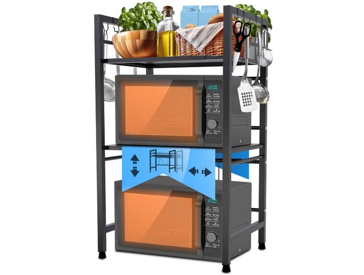 CLP Küchenregal Metall Schwarz, 40.5x78x36 cm, Küchen, Küchenmöbel