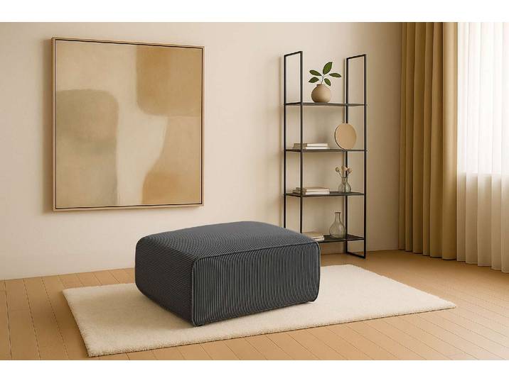 Polsterhocker HOME AFFAIRE Noord 92/66 cm , grau (dunkelgrau), B:92cm H:44cm T:66cm, 94% Polyester; 6% Nylon, Hocker, Polsterhocker, mit Kedernaht, schöne Serienergänzung