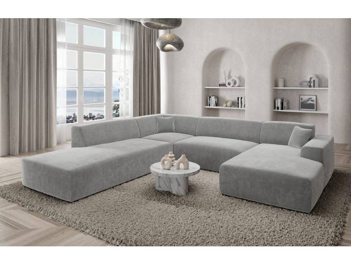 Sofa Dreams Wohnlandschaft Polster Designer Sofa Mallorca U Lounge Samtstoff Stoffsofa, Loungesofa