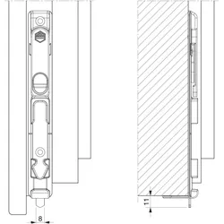 Maco, Drehkippbeschlag, MM Kantriegel unten MM-KS, Eurofalz FT 24 mm, 13V, L=170 mm, silber