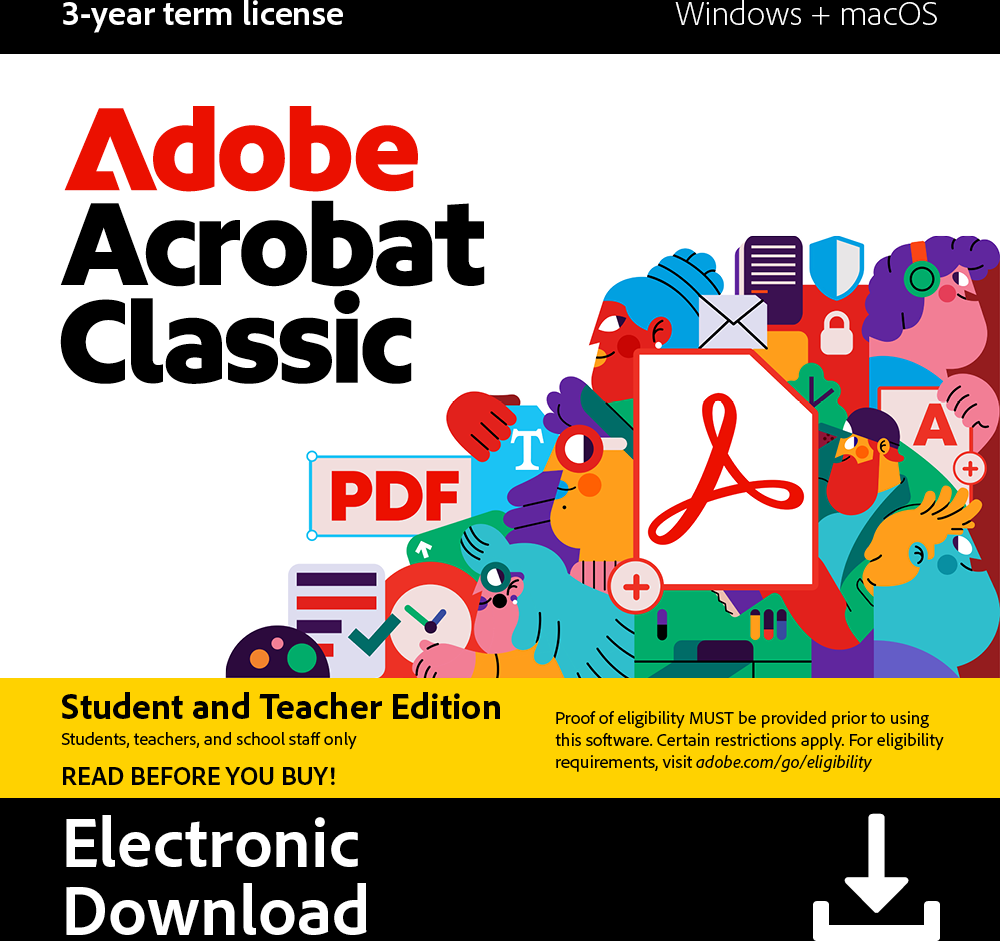 Adobe Acrobat Classic 3 Year Windows Student & Teacher