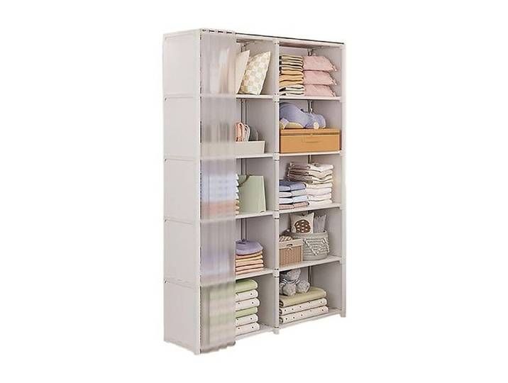 – Armoire double couche – Tubes métalliques robustes – Housse en tissu non tissé imperméable – Rangement vêtements et accessoires