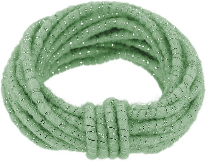 Wollkordel "Glimmer" mit Drahtkern, mint-silber, 5 mm Ø, 5 m
