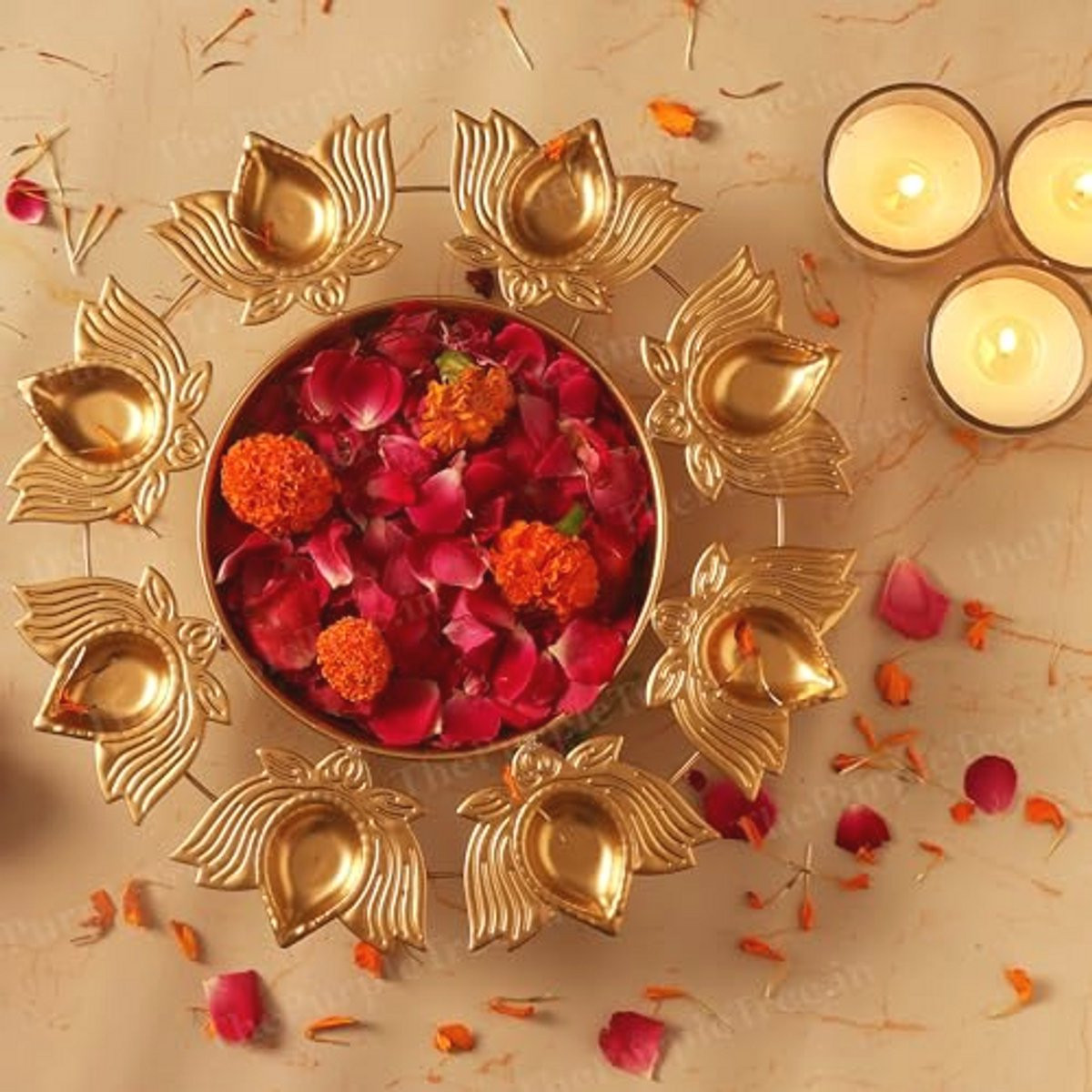 Handgemaakte Diya Urli Kom voor Diwali - Decoratieve Schaal voor Drijvende Bloemen en Theelichtjes
