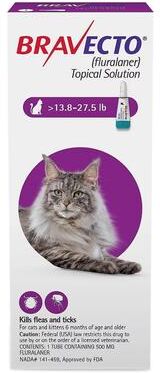 Bravecto Spot-On For Large Cats 13.8 Lbs - 27.5 Lbs (Purple) 1 Pack
