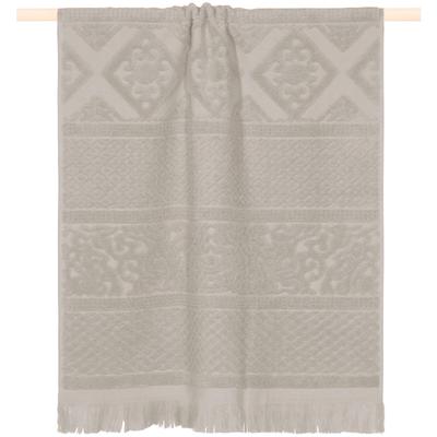 Strandtuch PAD "HARLEM, 100x180 cm", grau (light grau), B:100cm L:180cm, Frottee, Frottee, Handtücher, hochwertige Jacquard-Webung, besonders weicher Griff, mit Fransen