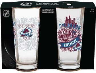 Evergreen Colorado Avalanche 16 oz Pint Glasses, Set of 2 - 16 oz