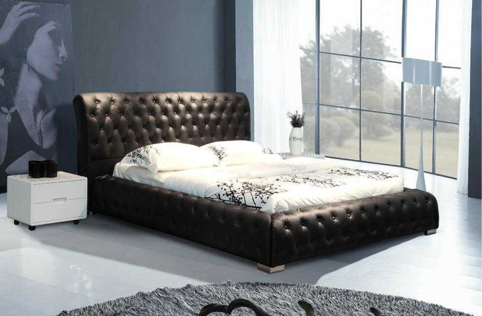 Chesterfield Modern Designer Tweepersoonsbed met Lederen Bekleding 9178B