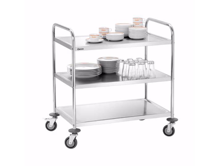 Bartscher Servier-/Transportwagen TS301 - 3 Borde – Gastro Inventar/Gastro Einrichtungen – edelstahl