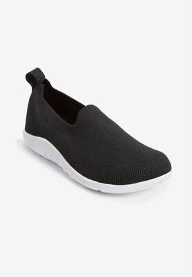Women's The Ivan Arch Slip On Flat by Comfortview in Black (Size 8 M)