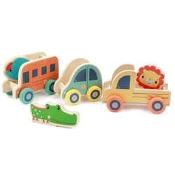 Fisher-Price - Holz-Fahrzeuge 3 Stück + Tiere Holzspielzeug Kleinkinder