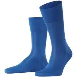 FALKE Herren Socken - Tiago, Strümpfe, Baumwolle, Logo, lang, einfarbig Blau (Saphire) / 43-44