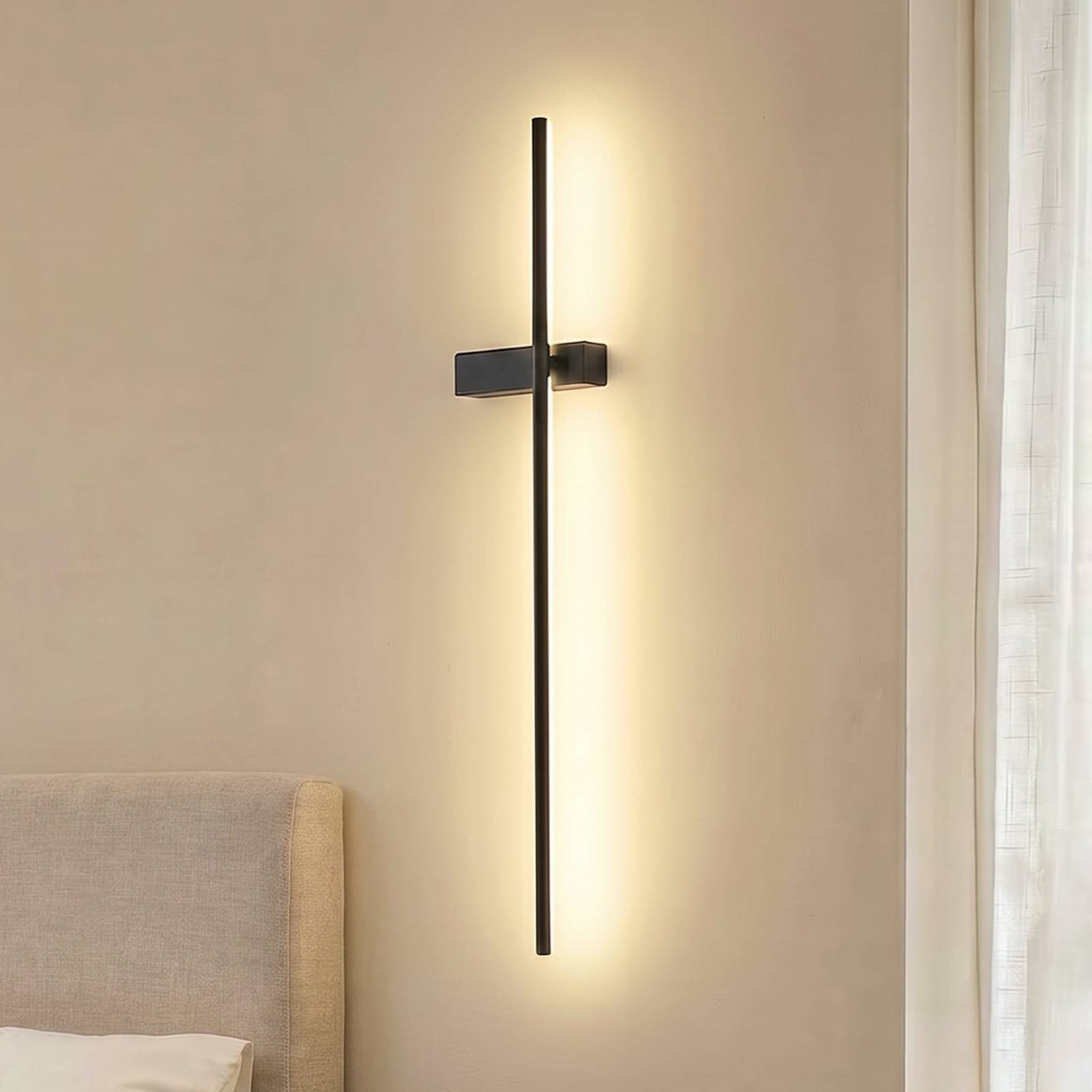 Lindby Natsumi LED Wandlamp, Modern, Zwart, Aluminium