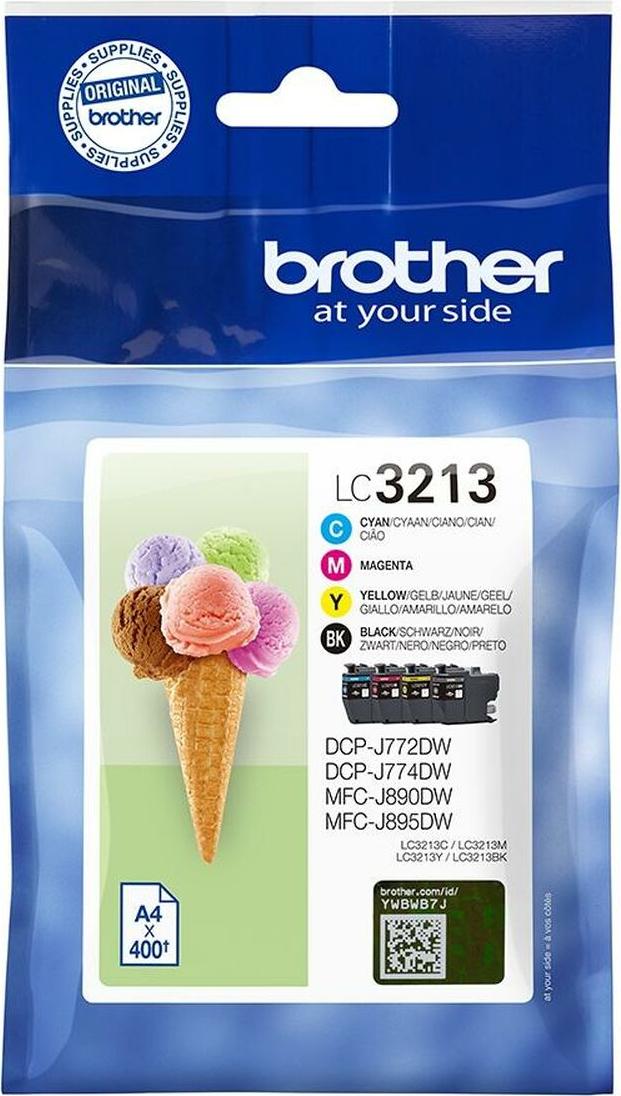 Brother Original Tintenpatrone LC3213 Schwarz/Cyan/Magenta/Gelb (4 Stück)