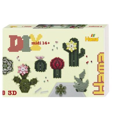 Hama 3622 - DIY Bügelperlen Midi 14+, Kakteen/Sukkulenten, Geschenkpackung, Motivvorlage Kakteen/Sukkulenten mit 3D Effekt, mit ca. 6.000 Bügelperlen