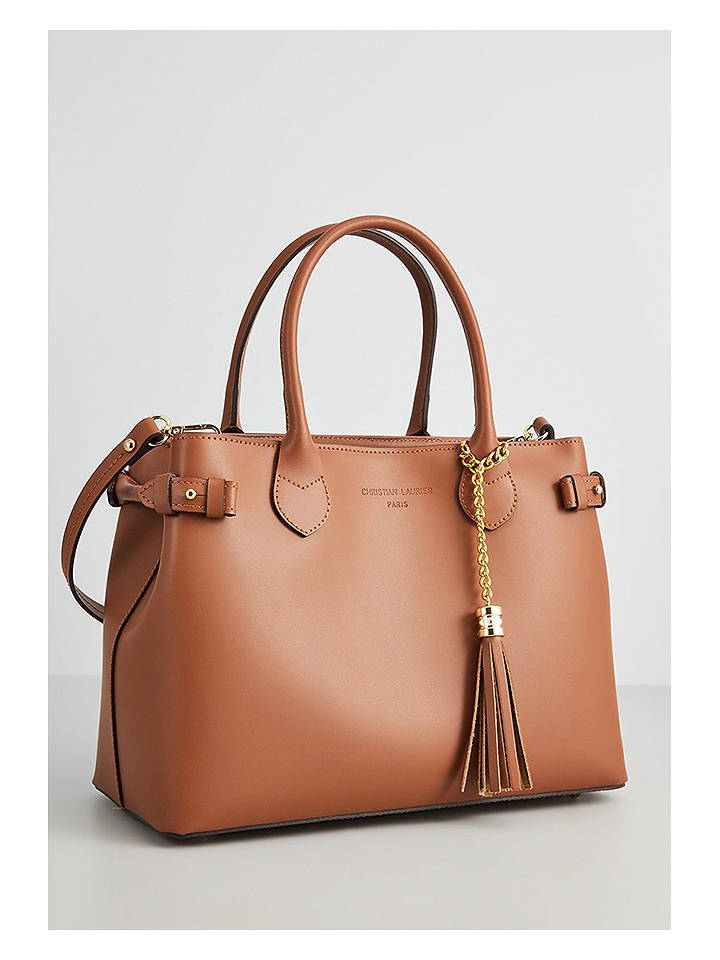 Christian Laurier Leder-Henkeltasche "Anita" in Camel - (B)32,5 x (H)23 x (T)15,5 cm - onesize