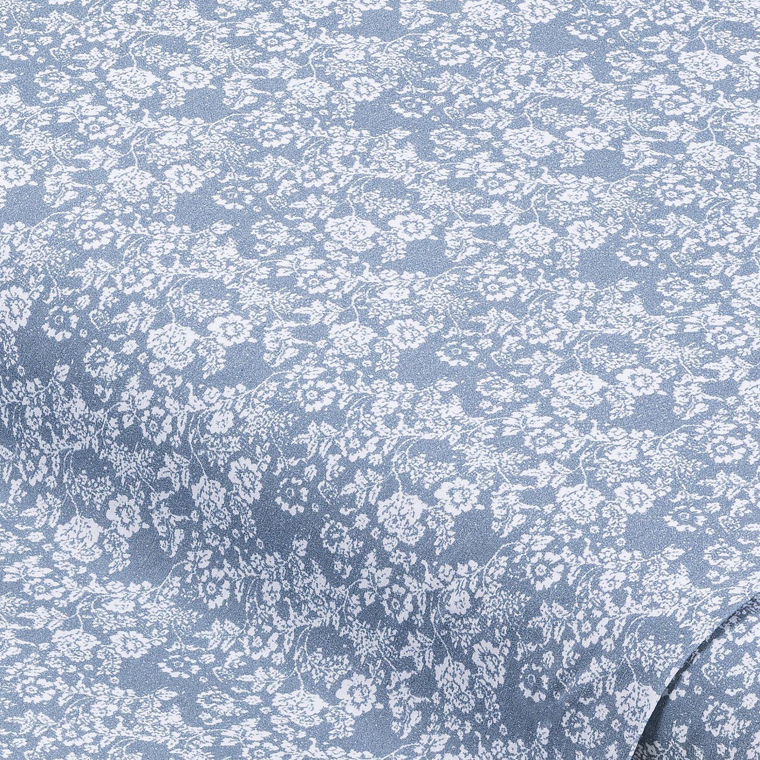 Baumwoll-Trachtenstoff "Blümchen", blau/weiß