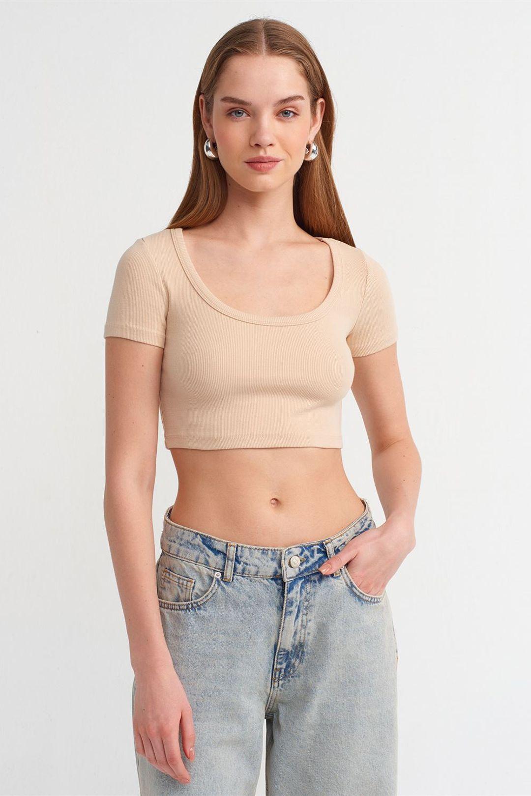 Dames Geribbelde Cropped T-Shirt