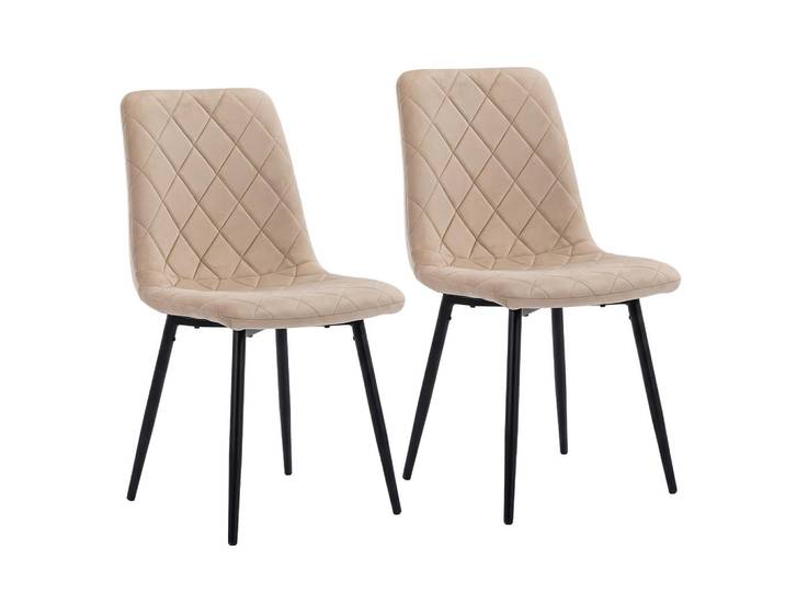Relaxdays Esszimmerstuhl Beige 2er-Set Samt Metallbeine, Holz, Textil, Metall, 8.86 kg, 43x86x53.5 cm, Esszimmer, Stuhl