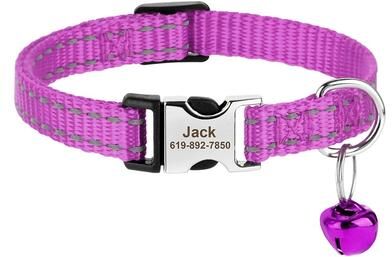 Uplift Essentials Customized Reflective Safety ID Cat & Puppy Collar purple