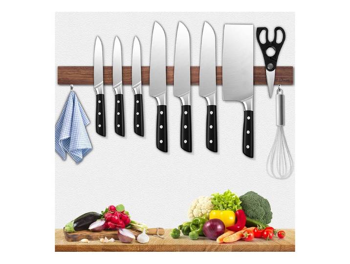 LuxusKollektion Wand-Magnet Messer-Leiste Magnetleiste 25 cm Messer mit Haken, schwarz