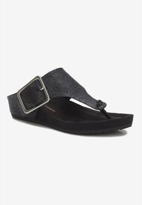 Wide Width Women's Pool Sling Back Sandal by Ros Hommerson in Black Patent Leather (Size 6 W)