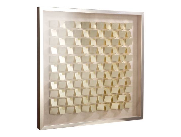 Tableau déco Rise Corps et tableau : pin non traité Vitre frontale : verre transparent Beige 70 x 70 x 7cm