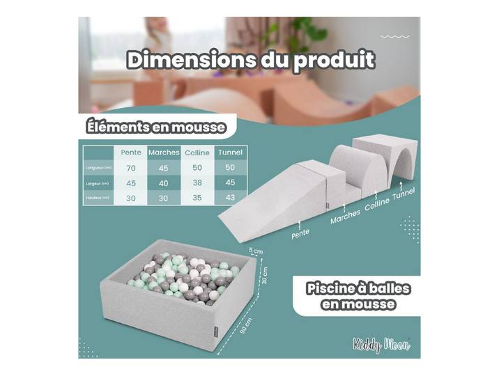 KiddyMoon PPZ-244 Spielbausteine, (Weiche Module in verschiedenen Formen), Made in Europe