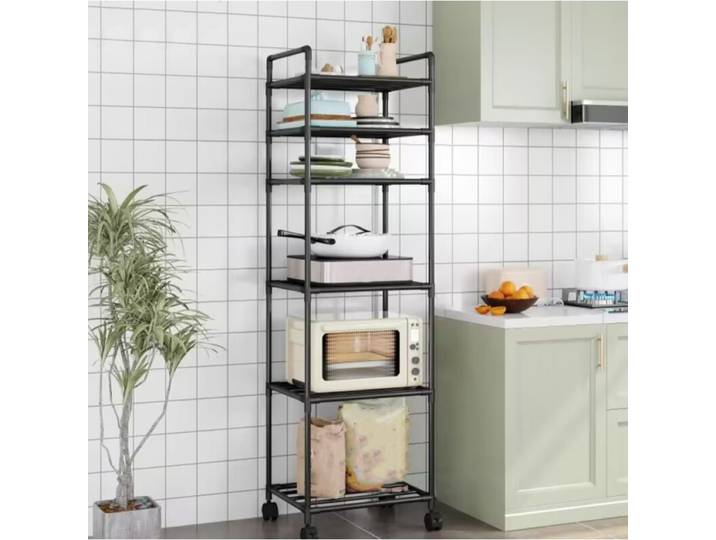 Étagère de rangement de cuisine multi-niveaux sur pied pour usage domestique, étagère de rangement mobile, étagère de rangement murale intégrée