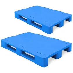 2 Kunststoffpaletten im Euromaß, LxBxH 1200x800x145 mm, geschlossen, blau