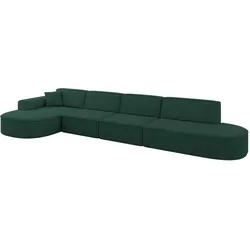 ECKSOFA Ottomane Links MARI-L3 - 413x171x79 cm Grün Velours