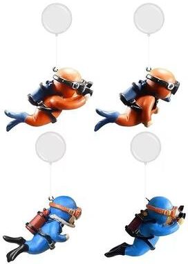 Inspire Select Floating Aquarium Ornament Decorative Fish Tank Diver Figurine For Home Aquariums & Tanks 4pcs