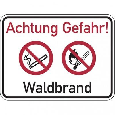 Dreifke® Hinweisschild, Achtung Gefahr! Waldbrand - 400x300x2 mm Aluverbund
