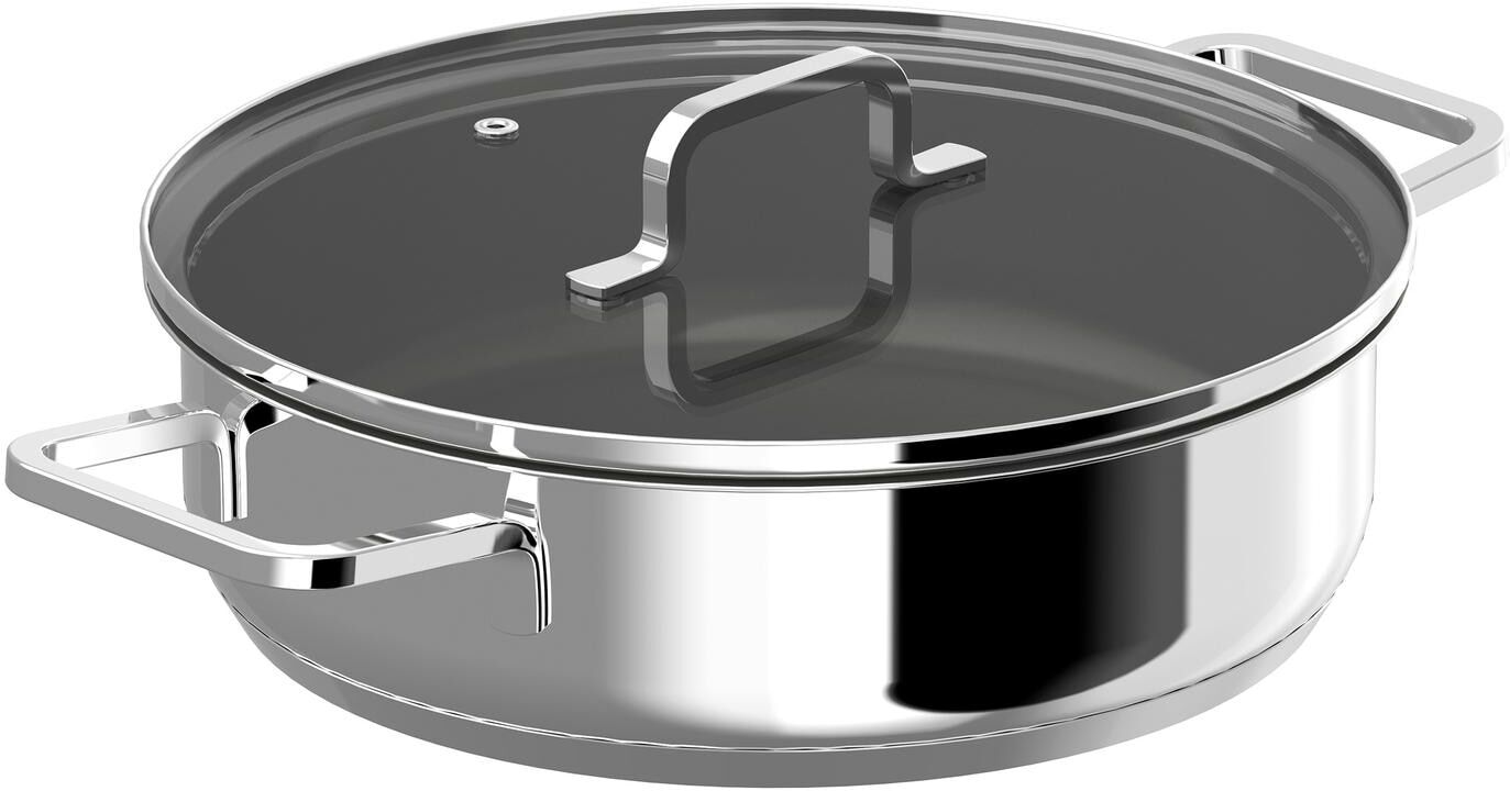 Schmorpfanne BERGHOFF "Helix Sauté-Pfanne 26 cm", silber, Ø:26cm, Pfannen, Schmorpfanne silber Ø 26cm
