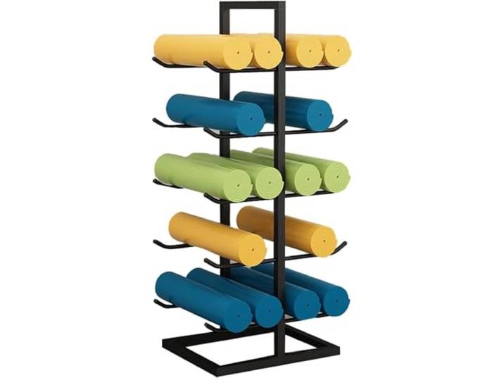 LNNW Yogamattenhalter Yogamatten-Aufbewahrungsregal, doppelseitig, freistehend, for Yogamatten/Schaumstoffrollen, Aufbewahrungs-Organizer-Rack for Fitnessstudio/Trainingsraum Yogamatten-Aufbewahrungsr