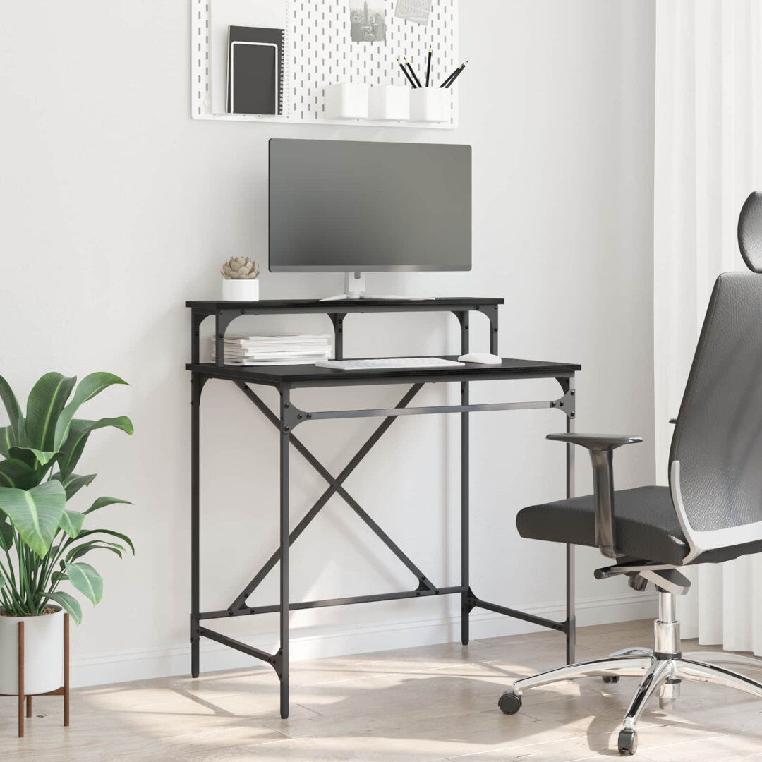 Trent Austin Design Steel Computer Desk Black Oak 90cm. H x 80cm. W x 50cm. D