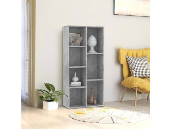 Bibliothèque - VIDAXL - Gris béton - 50x25x106 cm - 7 étagères - Aggloméré