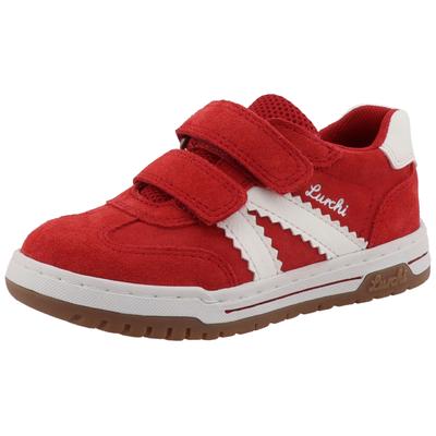 Klettschuh LURCHI "Berry", Mädchen, Gr. 32, Textil, rot (rot, weiß), Leder, Veloursleder, Schuhe Klettschuh, Sneaker, Halbschuh, Freizeitschuh, Größenschablone zum Download