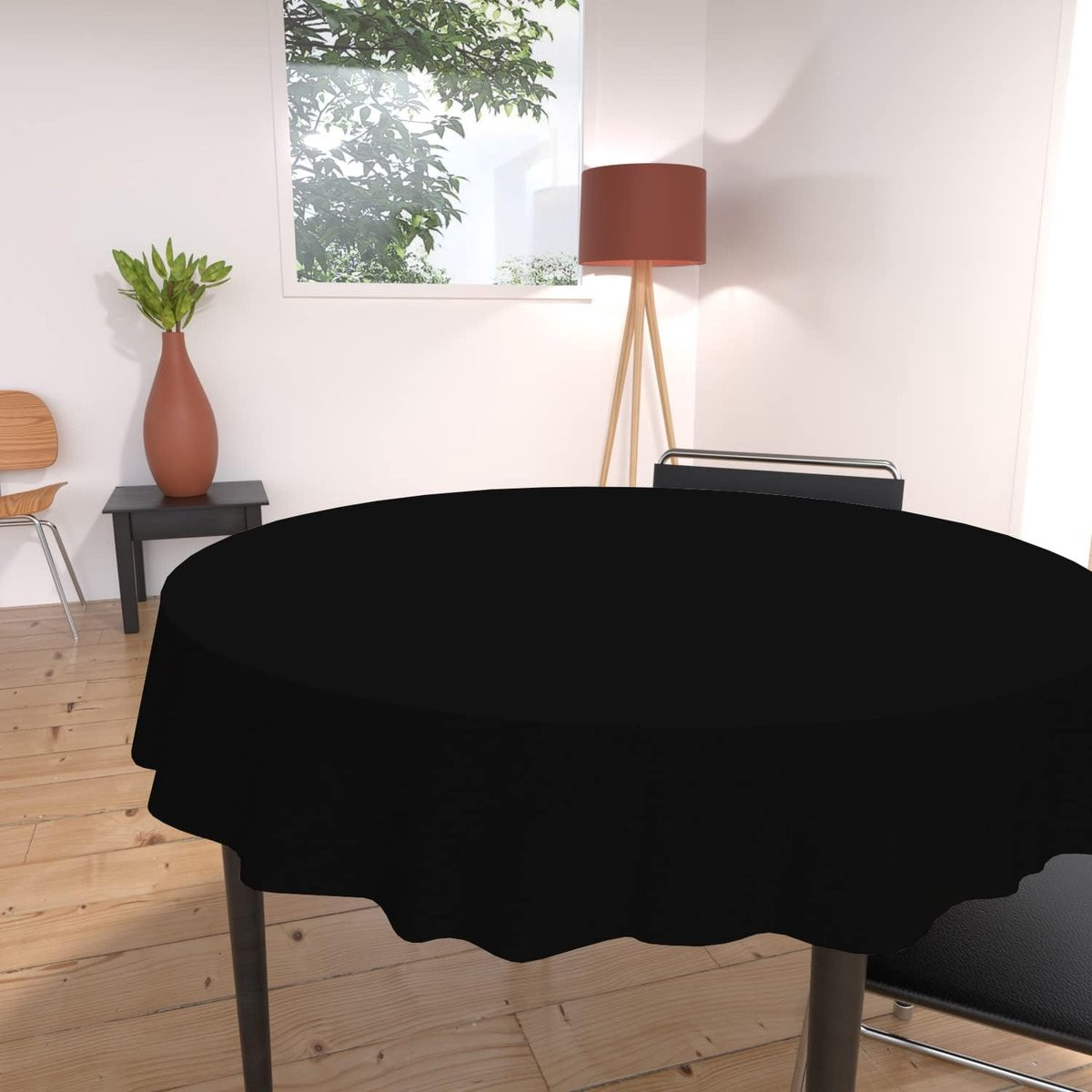 Vlekbestendig rond tafelkleed zwart - Diameter: 180 cm