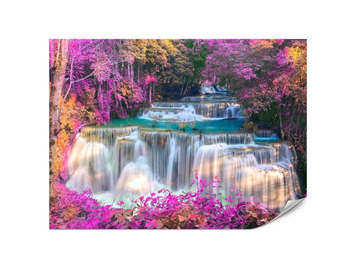 FOTOTAPETE für Schlafzimmer Wasserfall Pinker Wald Fantasie 200x140