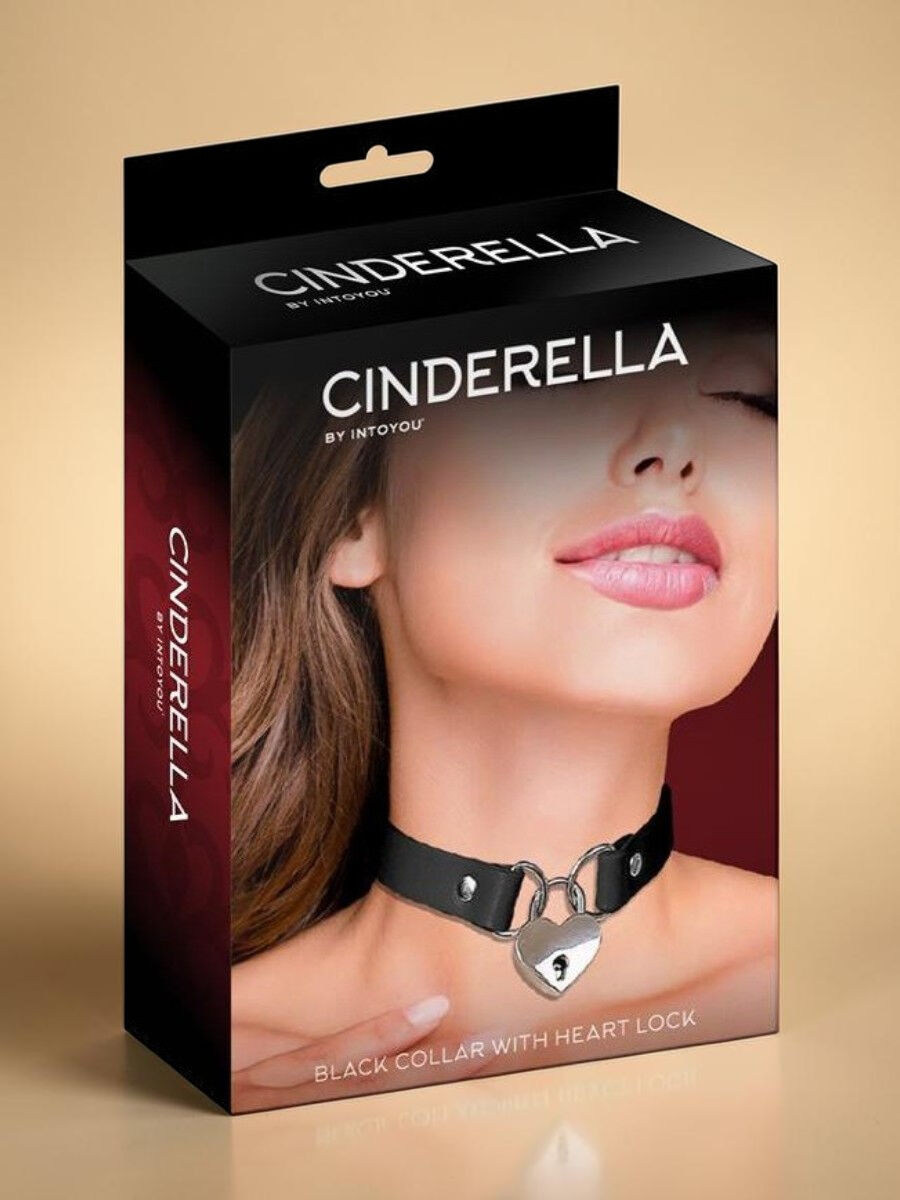 CINDERELLA Collier en cuir vegan avec cadenas cœur