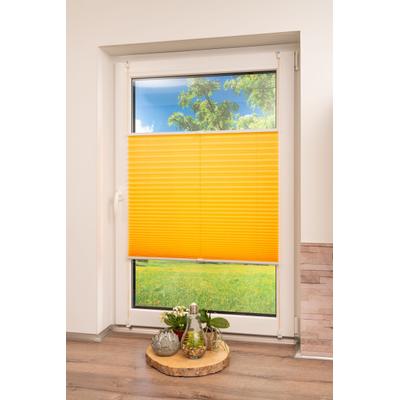 Plissee K-HOME "Klemmfix Pisa" Gr. 40, gelb, B:40cm H:210cm, Obermaterial: 100% Polyester, Plissees, Crushed-Optik, Topseller