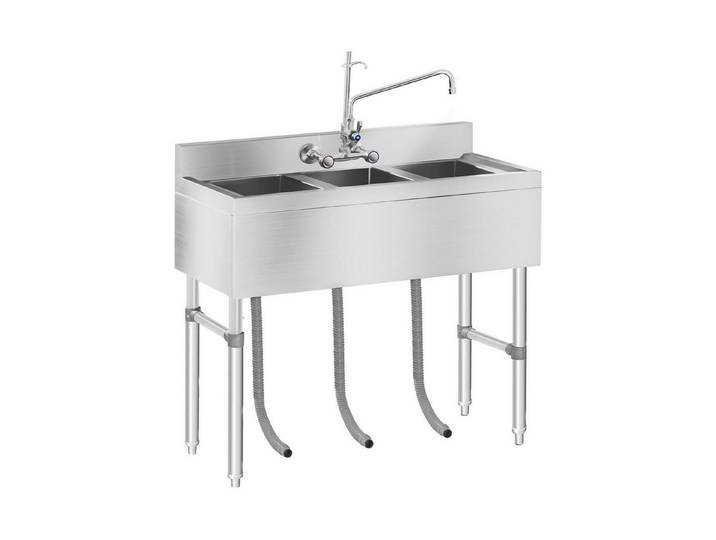 Royal Catering Spülenschrank Spültisch 3 Becken 100 x 50 cm Spülbecken Edelstahlspüle Gastro Spüle