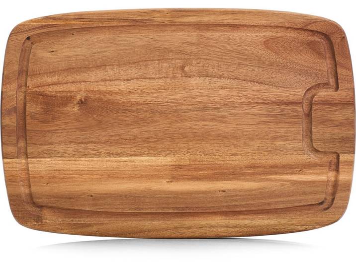 Schneidebrett ZELLER PRESENT, braun, B:26cm H:1,5cm L:40cm, Massivholz, Schneidebretter, Schneidebrett, mit Saftrille