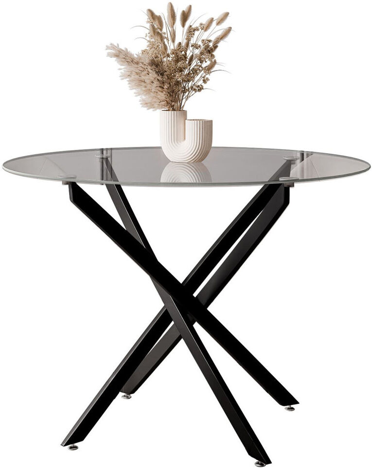 Metro Cihan Circular Glass Top with Steel Base Dining Table Glass tabletop