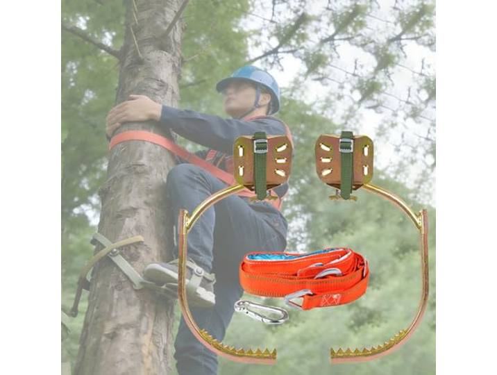 ByteRunning Baumklettern Ausrüstung Set,Elektriker KletterbäUme FußSchnalle,Baumpflege Spikes mit Sicherheitsgurt,Absturzsicherung,Für Baumfällen,Baumpfleger/Baumkletterwerkzeuge