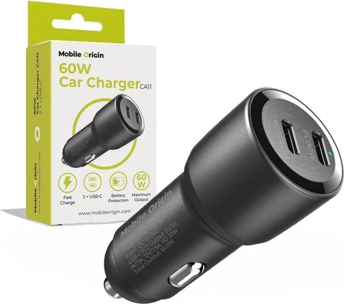 Mobile Origin Car Charger 60W 2 USB-C CA11