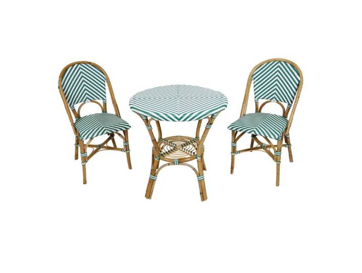 AXI Jacqueline Table et Chaise Bistrot Vert/Blanc 2 Chaises 1 Table Ensemble Bistro Extérieur Table de bistro avec 2 chaises