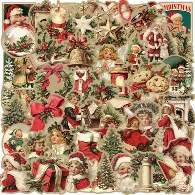 Modern Mode Marketplace Creative Retro Christmas Stickers For Laptop Phone Suitcase Wall Kids Toys Scrapbook Decorations 100pcs