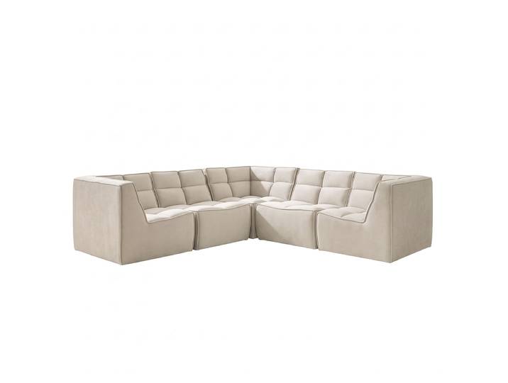 Modulares Ecksofa 5-teilig Set B Beige Samt Blonda Glamour